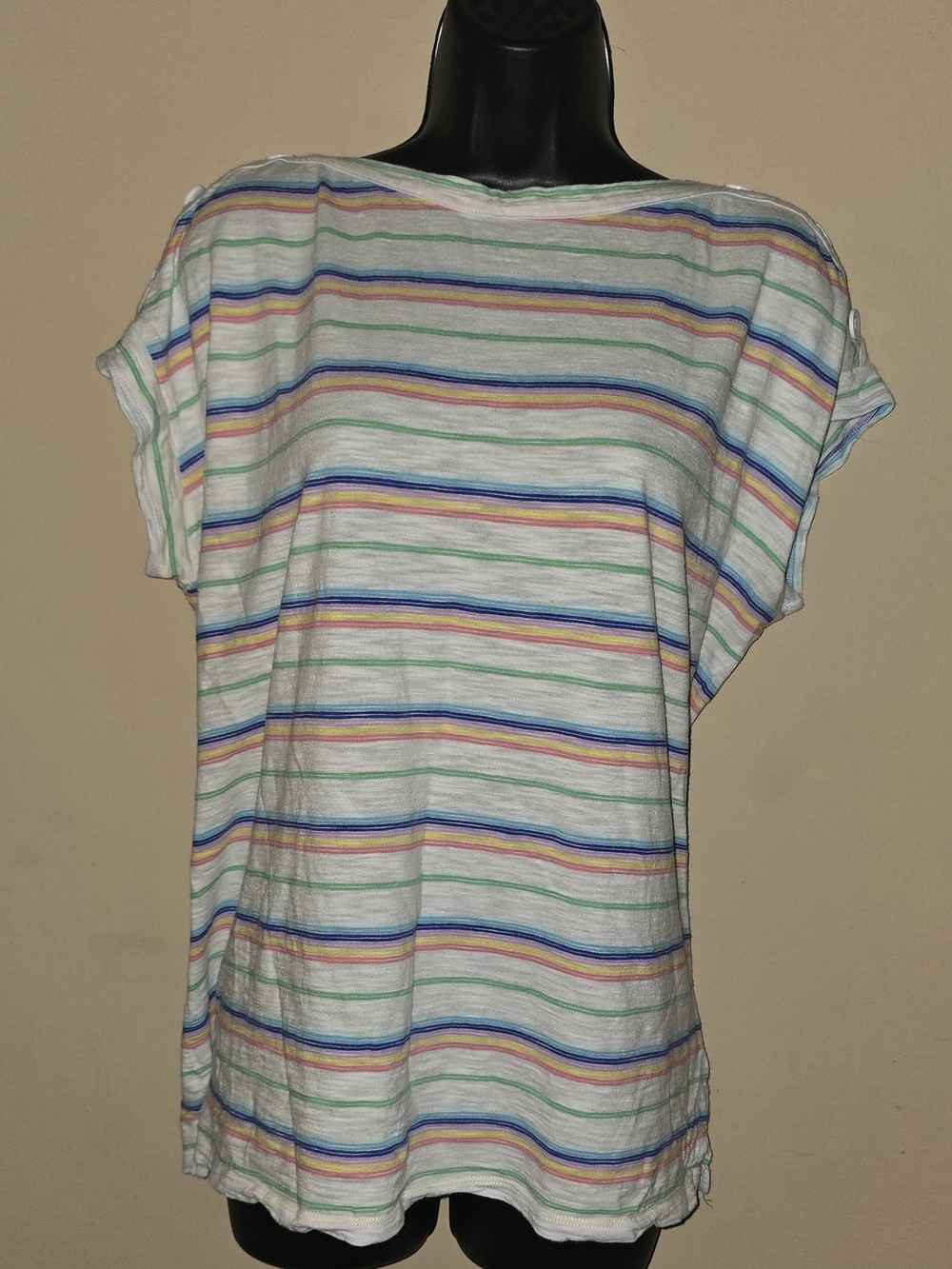 Talbots Striped Lightweight Top in Pastel Rainbow Plus Size 1X Comfortable Cute